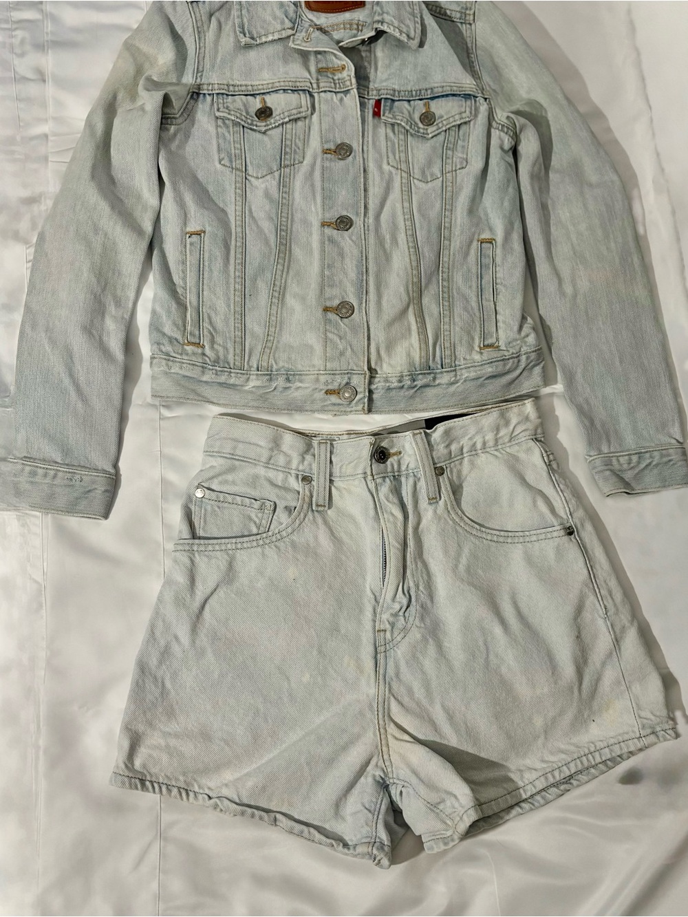 Women’s Levi's Pale Light Blue Denim Jacket and shorts- bundle